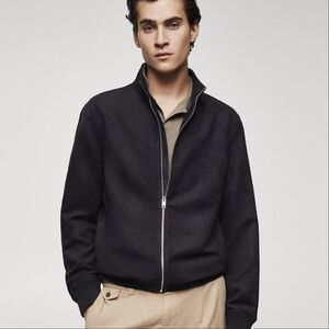 Mango Men's Black Bomber Jacket